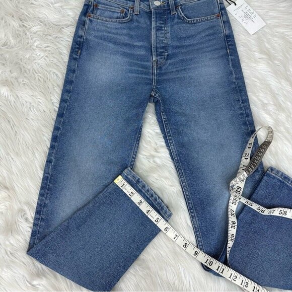 Re/Done Women's NWT 90s High Rise Ankle Crop Regal Dark Crystal Jeans W26-27/L27 - Picture 11 of 11